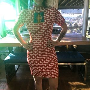 Opening Ceremony Dresses - Knit mini dress brick house w/ window & curtains Opening Ceremony Dresses - Knit mini dress brick house w/ window & curtains